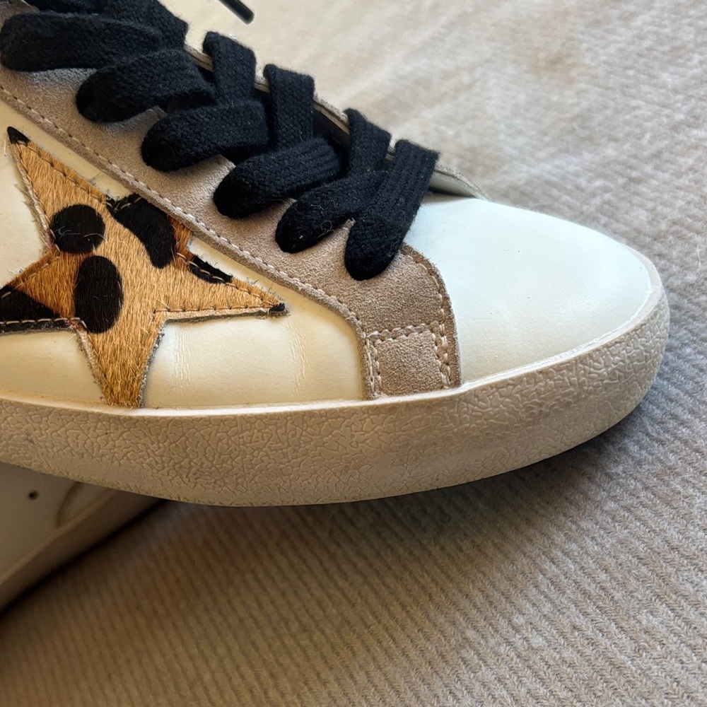 Golden Goose Superstar Sneakers Size 38 US 8 Leather White Gray Black Leapord - Picture 8 of 13